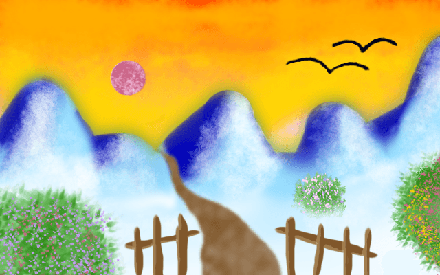 Yellow sky - peinture numérique paysage