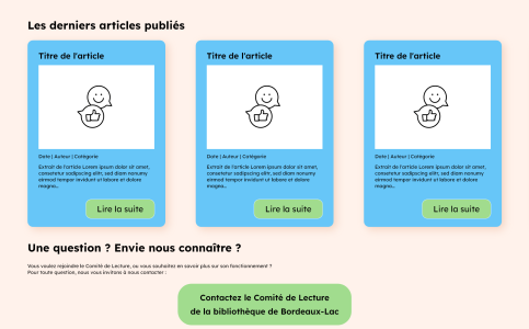 Prototype d'un blog pour un club de lecture, affichage des derniers articles